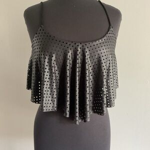 Black Sleeveless Ruffle Top